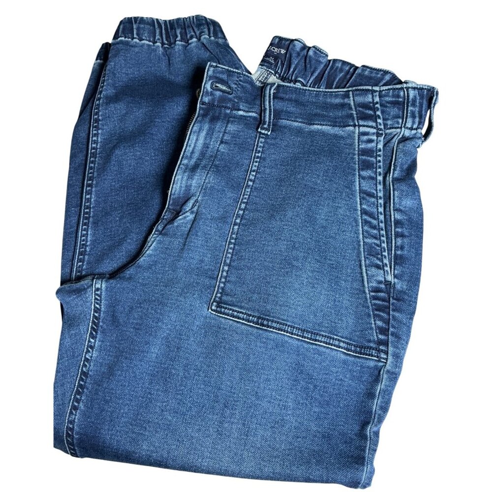 J. Crew High-Waisted Denim Joggers – Patch Pockets & Elastic Cuffs – Size 31 - Picture 8 of 8